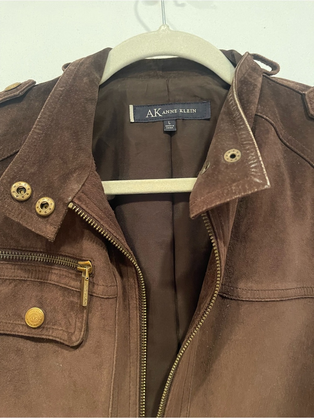 Anne Klein Men's Chocolate Brown Suede Field Jacket